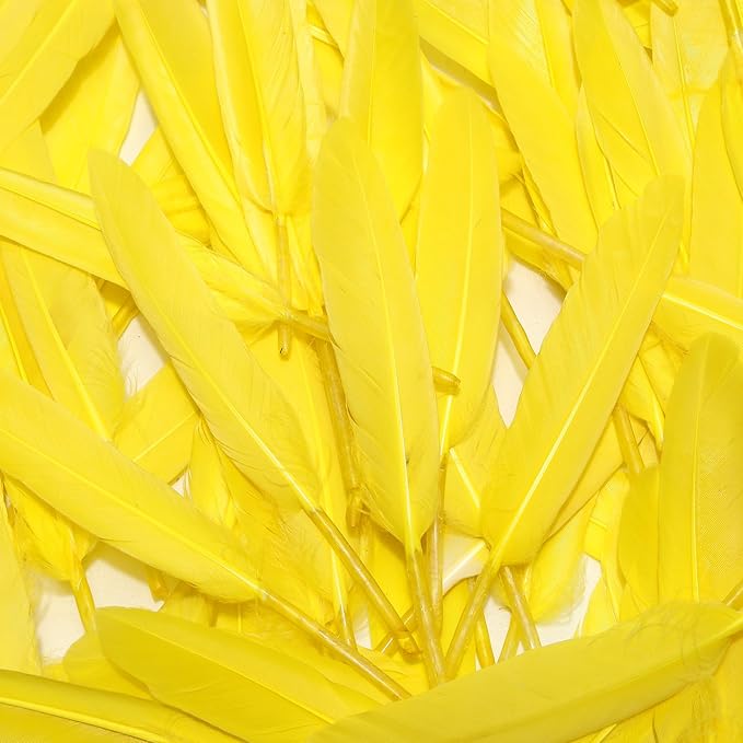 FeelfunFeather 120pcs Yellow Goose Cochettes Feather Natural Bulk 4-6 inch - Image 5