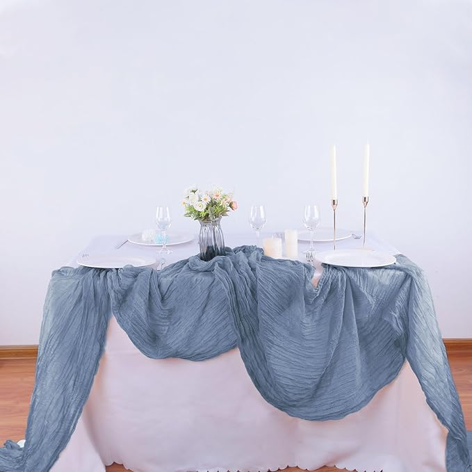 16PCS Dusty Blue Cheesecloth Table Runner 10FT Table Runner Cheesecloth - Image 7
