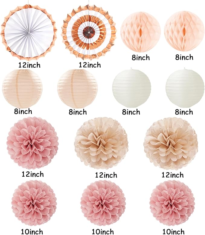 Pink Champagne-Beige Rose-Gold Boho Party-Decorations - Image 2
