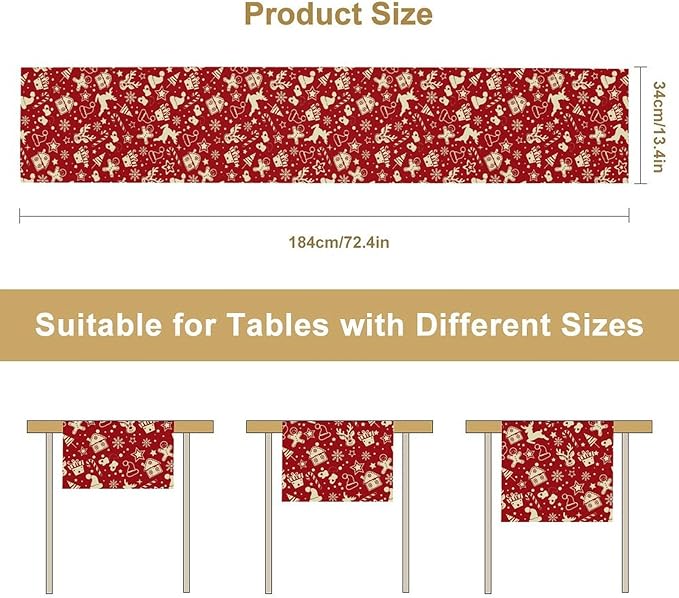 Christmas Table Runner, Seasonal Winter Deer Table Decoration Snowflake Table - Image 7