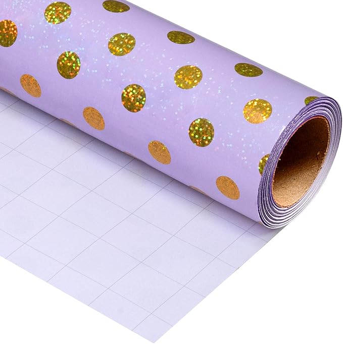 Burymento Purple Holographic Dots Wrapping Paper, Reversible Gold Gift Wrap by BurymentoisaprofessionalwrappingpaperbrandThewrappingpaperismadeofkraftpaperpearlescentmatteglossyglitterbrushedlaserandothermaterialsdouble-sidedprintingbackcuttingandotherdetailsOriginalpatternscarefullymadewrappingpaperbrand
