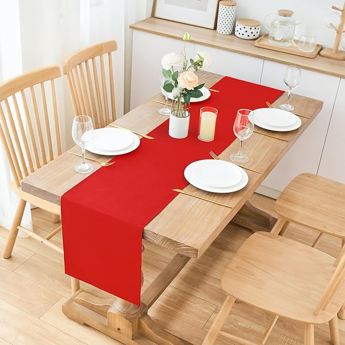 2 Pack Red Small Short Table Runner 12 x 48 Inch Solid Color Runners Coffee - Image 2