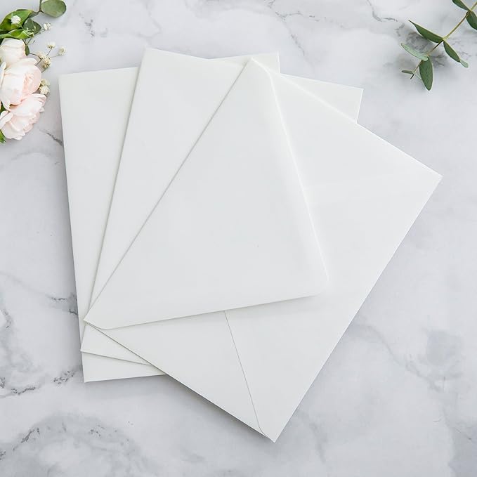 PONATIA 50PCS A7 Euro Flap Envelopes, 5.25 x 7.25'' Ivory Envelopes - Image 7