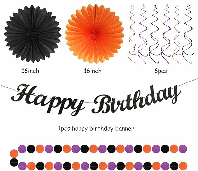 Black-Purple Orange Halloween Birthday Party-Decorations - Image 3