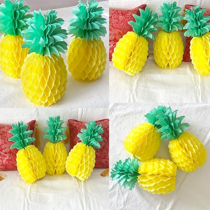 8inch Paper Pineapple Honeycomb Decorations 8pcs Tissue Party Pineapple - Image 6