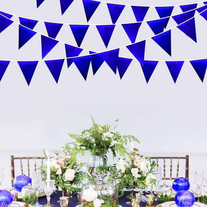 Royal Blue Party Decoration Navy Blue Triangle Pennant Banner Flag Dark Blue - Image 6