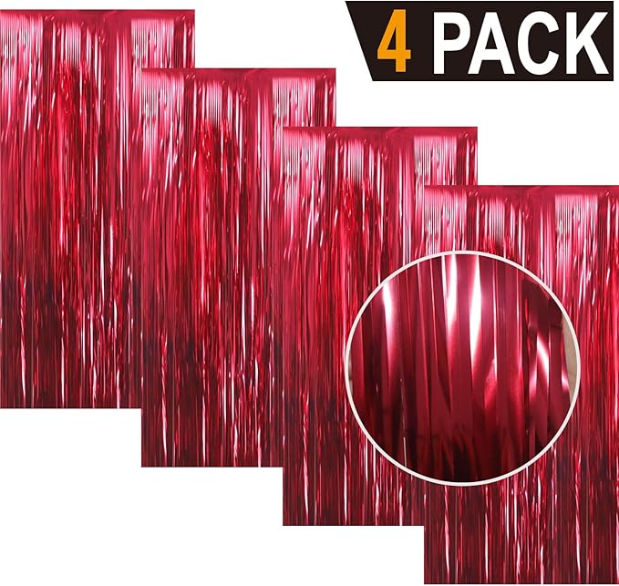 GOER 3.2 ft x 9.8 ft Metallic Tinsel Foil Fringe Curtains Party Photo Backdrop - Image 2