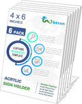 Slanted Back Acrylic Sign Holder 4 x 6, Plastic Paper Sign Holders by Wbtran