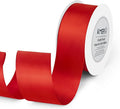 1-1/2 inch x 25 Yards Double Faced Polyester Red Satin Ribbon by KMERLIFE