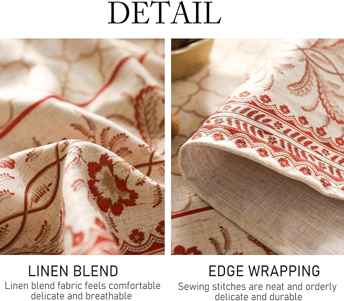 ISAENNE Designer Linen Floral Round Tablecloth, Pale Yellow Elegant Farmhouse - Image 5