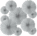 20 Pcs Silver Gray Hanging Paper Fan, Round Paper Fans Decorations Set by Tisspoms