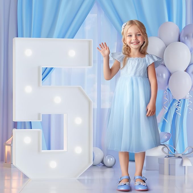 3FT Marquee Numbers 5 for 5th, 50th Birthday Party Decorations, Large Light Up by Tongjoy