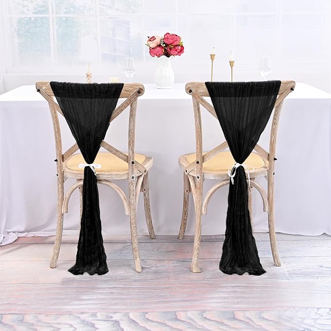 50 PCS Cheesecloth Chair Sashes Bows Wedding Aisle Decorations Chair Ribbon - Image 4