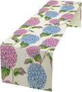 Spring Hydrangea Flower Table Runner, Seasonal Summer Plants Watercolor Pink by SHElifestyle