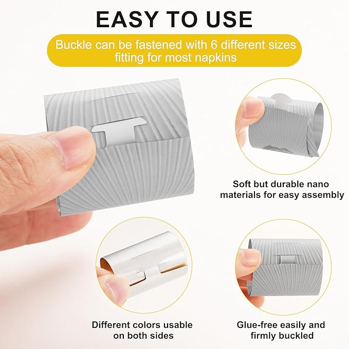 Polymer Material Reusable Napkin Band, Glue-Free Tear-Proof Water Resistant - Image 6