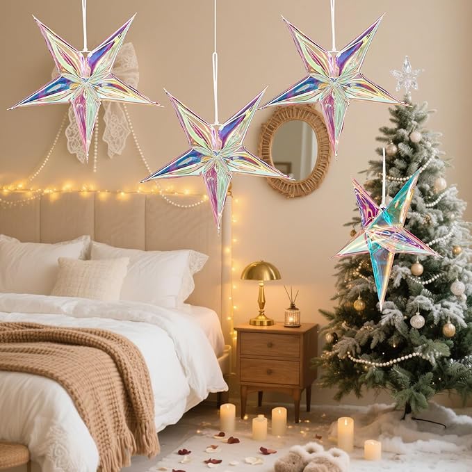 Star Ornaments Iridescent Christmas Ornaments Colorful Star Ornament - Image 9