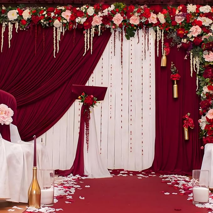 10 x 7 Feet Burgundy Backdrop Curtain - Image 5