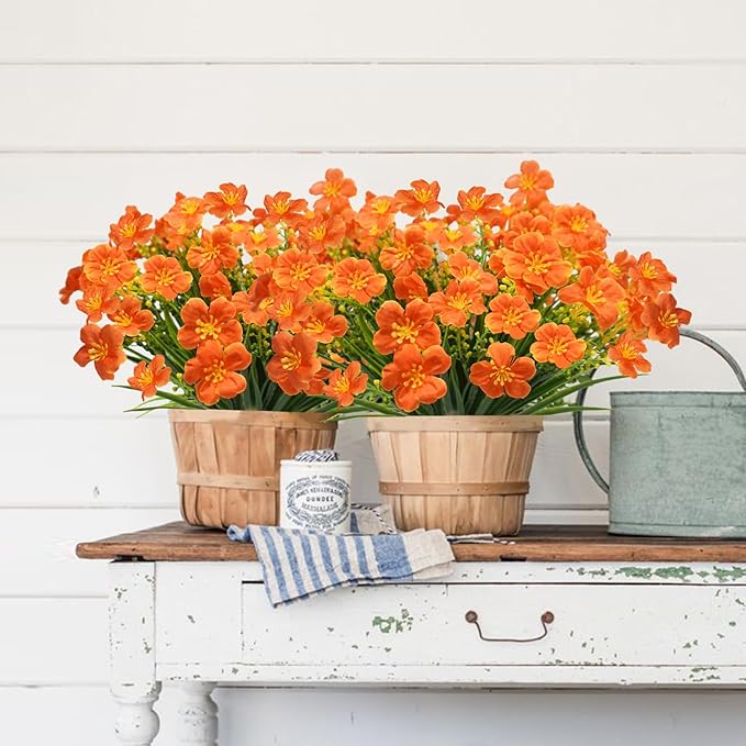 16 Pcs Artificial Fall Flowers for Outdoors, UV Resistant Outdoor Fall Fake - Image 4
