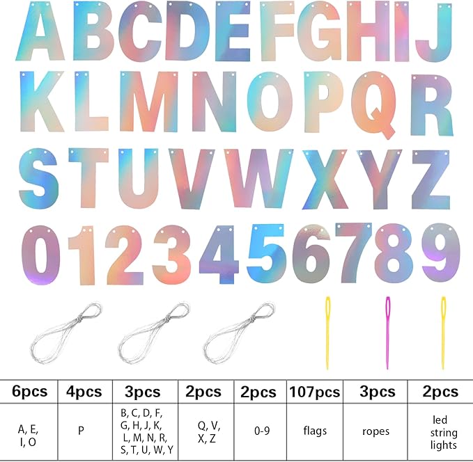 TaoBary 112 Pcs DIY Letter Kit Glitter Customizable Banner Letters Include 107 - Image 2