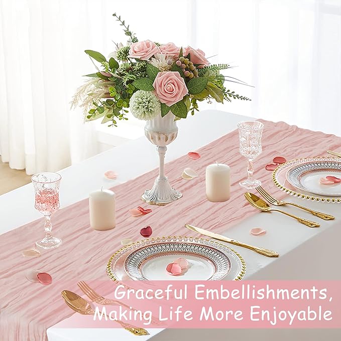 Pink Table Runner, 10Ft 120in Cheesecloth Table Runner, Gauze Rustic Cheese - Image 7