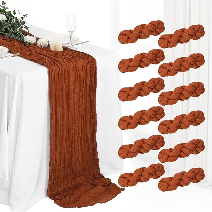 12Pcs Terracotta Cheesecloth Table Runner 120 Inch10FT Terracotta Color Rustic by Unknown