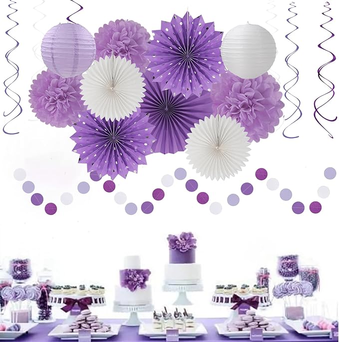 Purple-White Lavender Women-Girl Birthday Party-Decorations - Image 4