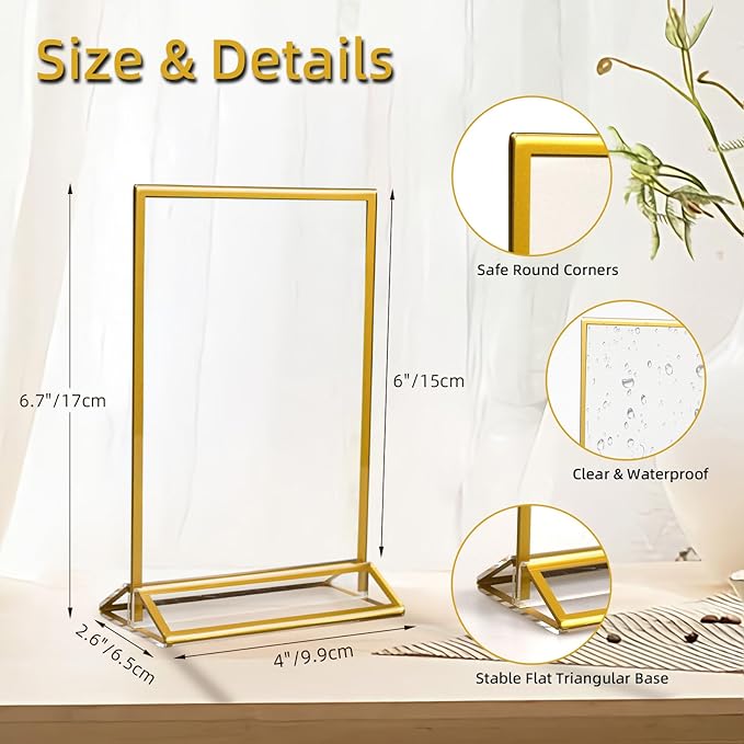 6 Pack Acrylic Sign Holder 4x6 Inches, Double-sided Picture Frames - Image 2