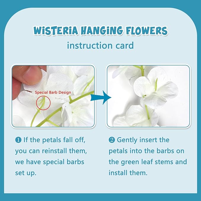 12 Pack Lake Blue Wisteria Hanging Flowers Garland, 3.77 Feet Artificial Flower - Image 4