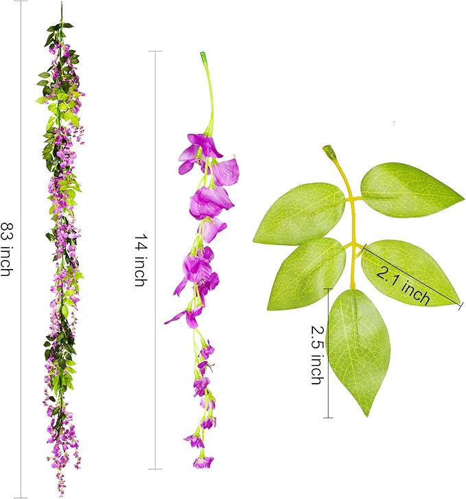 DearHouse 4Pcs 6.6Ft/Piece Artificial Flowers Silk Wisteria Garland Artificial - Image 4
