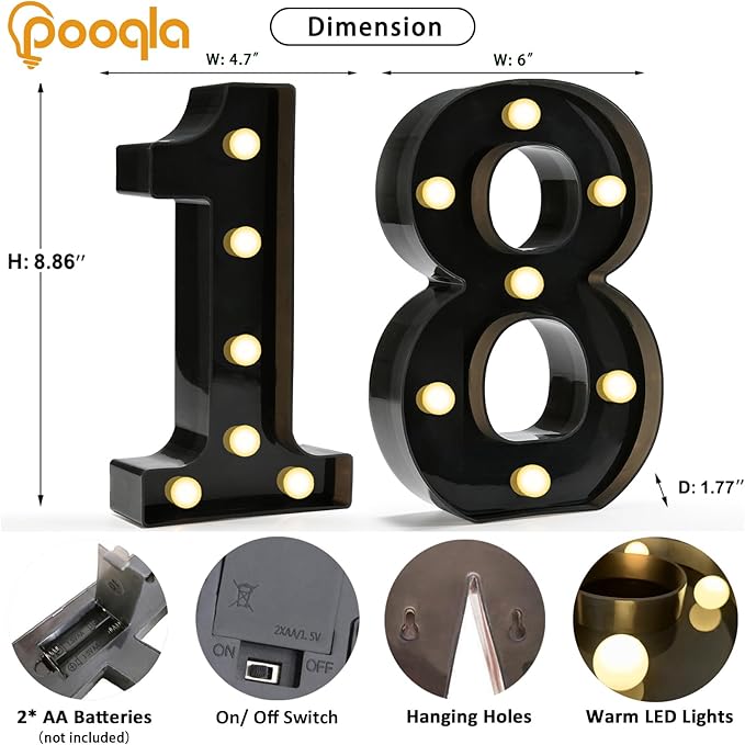 Pooqla Decorative Led Light Up Number Letters - Image 4