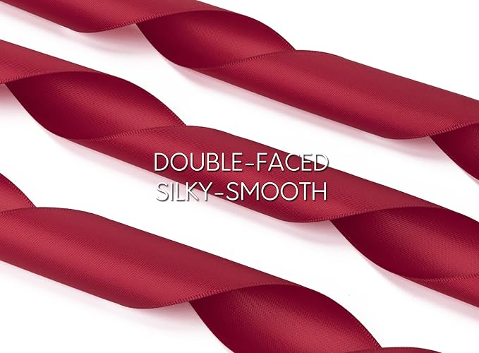 Burgundy Satin Ribbon 1-1/2 Inch x 50 Yards Double-Faced Ribbons - Image 3