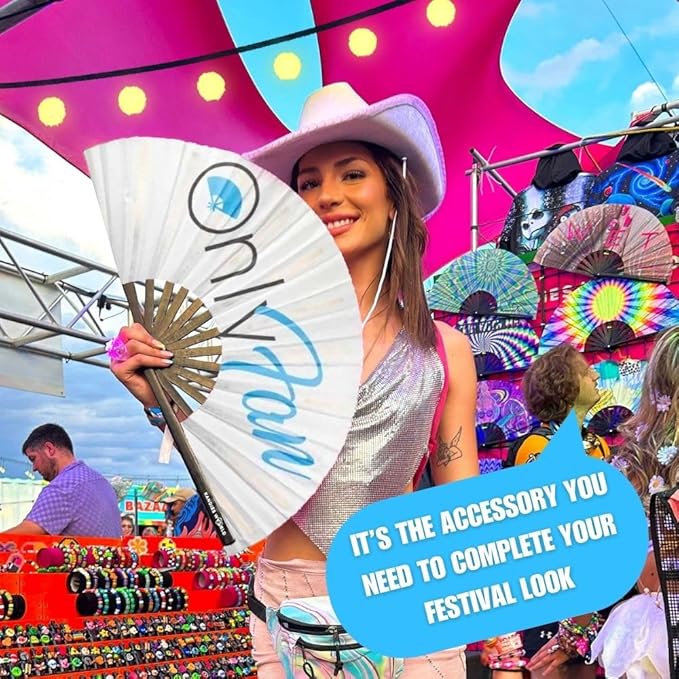 Kandies World UV Reactive Custom Festival Folding Hand Fan - Image 3