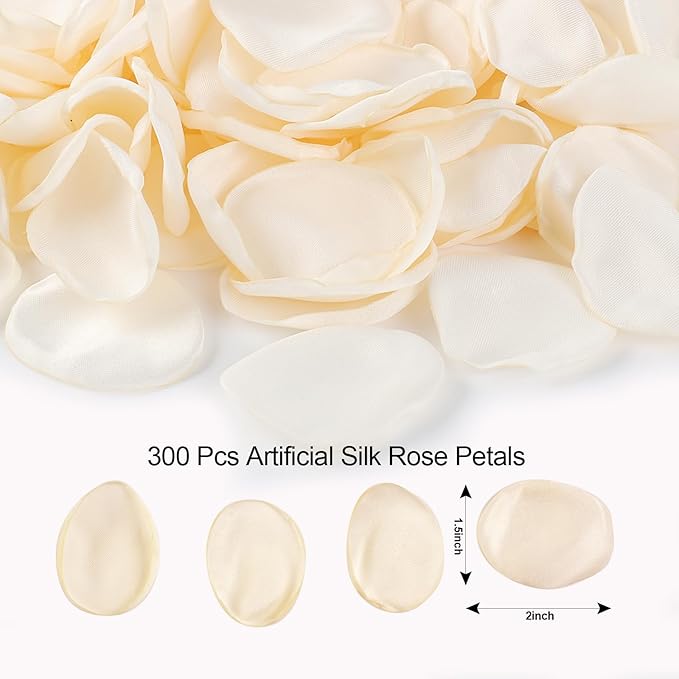 300pcs Cream Rose Silk Petals for Wedding, Bridal Shower Decor, Flower Girl - Image 5
