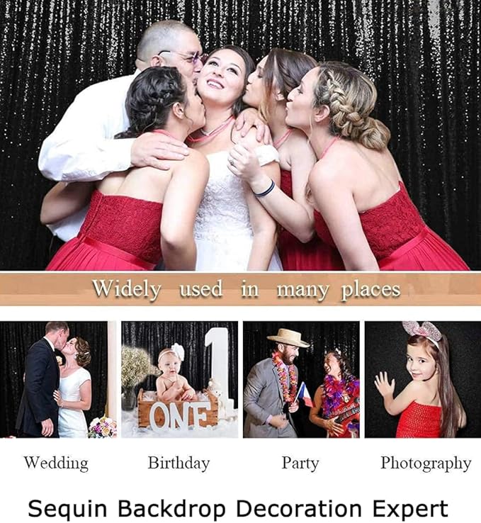 ShinyBeauty Black Sequin Backdrop 10FTx10FT Photo Backdrops - Image 6