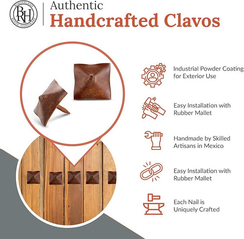 100 Pack 1" Square Head Iron Clavos Decorative Nails – Sealed Rusted – Handmade - Image 2