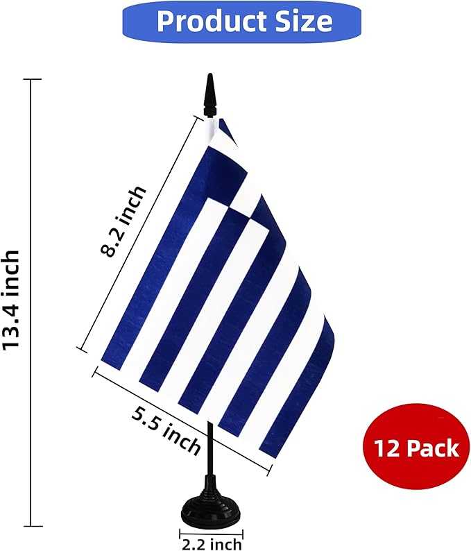 Greece Desk Flag, 12 Pack Greek Table Office Flag - Image 2
