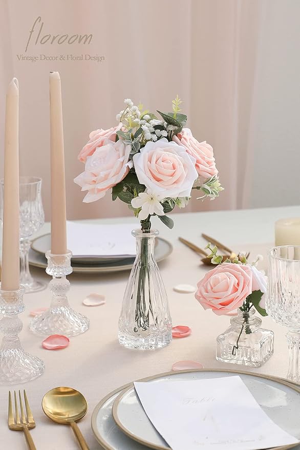 Floroom Artificial Flowers 25pcs Real Looking Blush Shades Foam Fake Roses - Image 2