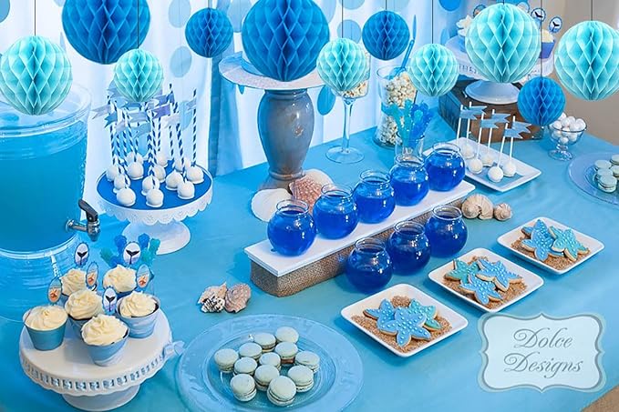 ZOOYOO 12Pcs 6" 10" Honeycomb Balls Decorations Hanging Tissue Paper Pom poms - Image 3