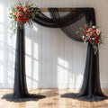 Wedding Arch Draping Fabric, 1 Panel 18FT Black Sheer Chiffon Curtain Drapes 6 by Partisky