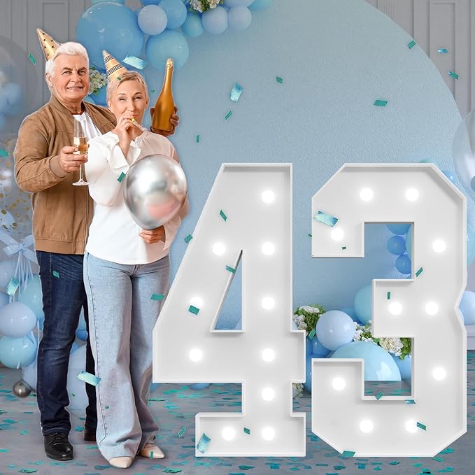 Marquee Numbers Large 43rd-Birthday Decorations: 4ft Light Up Number Party - Image 7