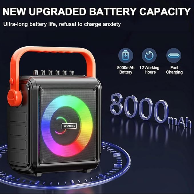 Karaoke Machine, 8000mAh Portable Bluetooth Speaker - Image 3