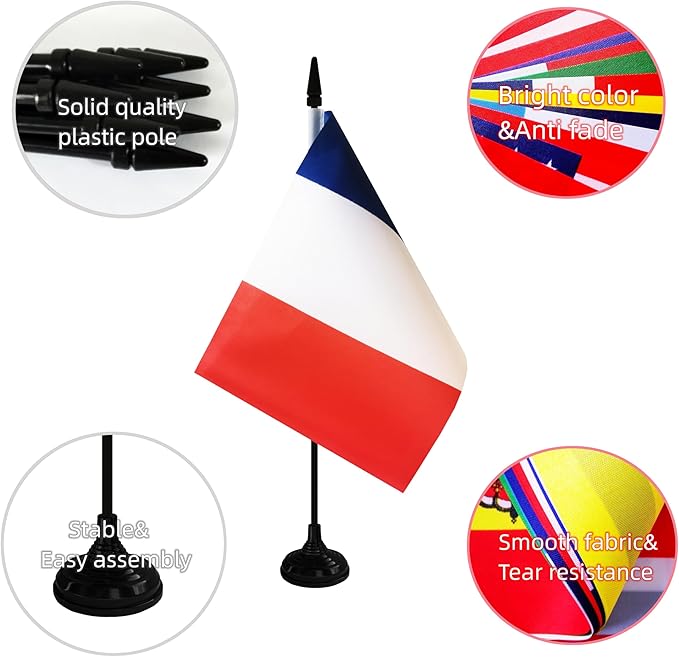 France Desk Flag, 12 Pack French Table Office Flag - Image 3