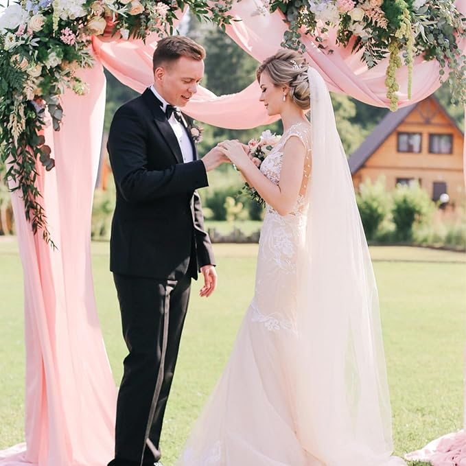 10 Pack 10ft Baby Pink Chiffon Table Runners Wedding Table Runner Sheer - Image 4