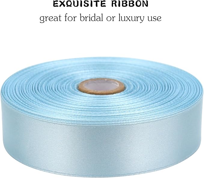 Sky blue Solid Satin Ribbon 1 Inch 50 Yards Solid Polyester Fabric Ribbon - Image 4