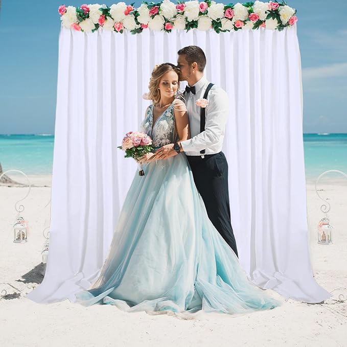 2 Panels White Backdrop Curtain, 10 x 7 Feet Background Curtains - Image 4