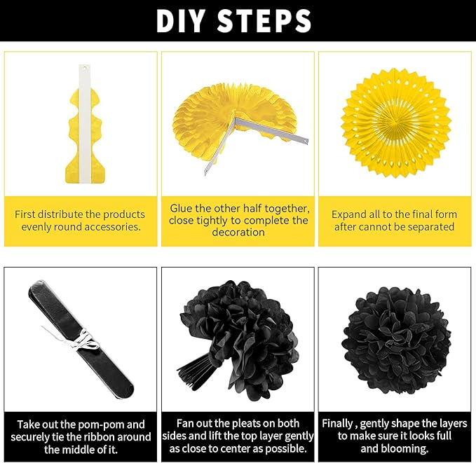 Black and Yellow Party Decorations, Bridal Shower, Baby Showers - Image 4