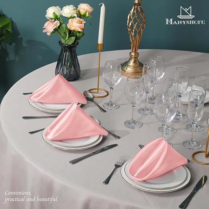Manyshofu 60 Piece Blush Satin Napkins - Image 7