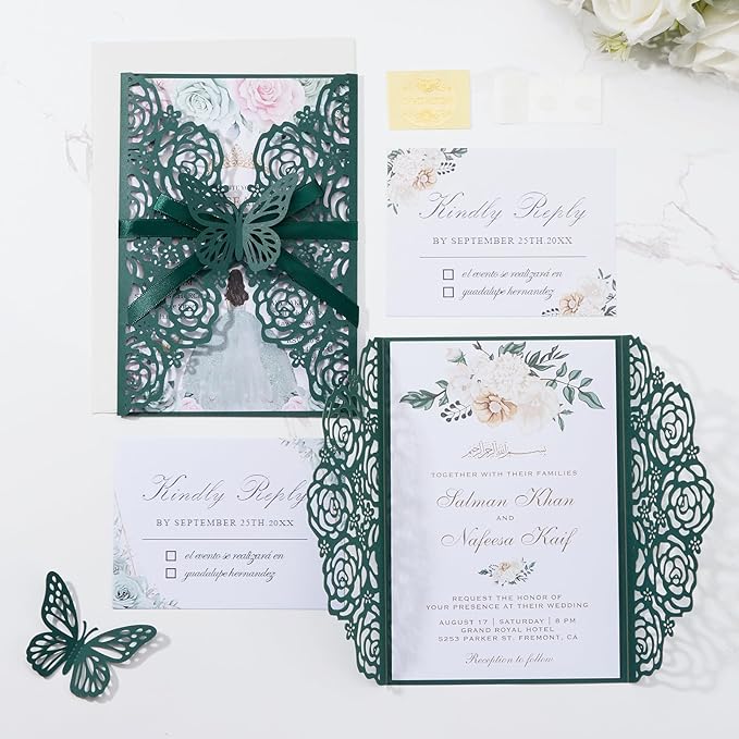 Emerald Green Wedding Invitations - Image 7