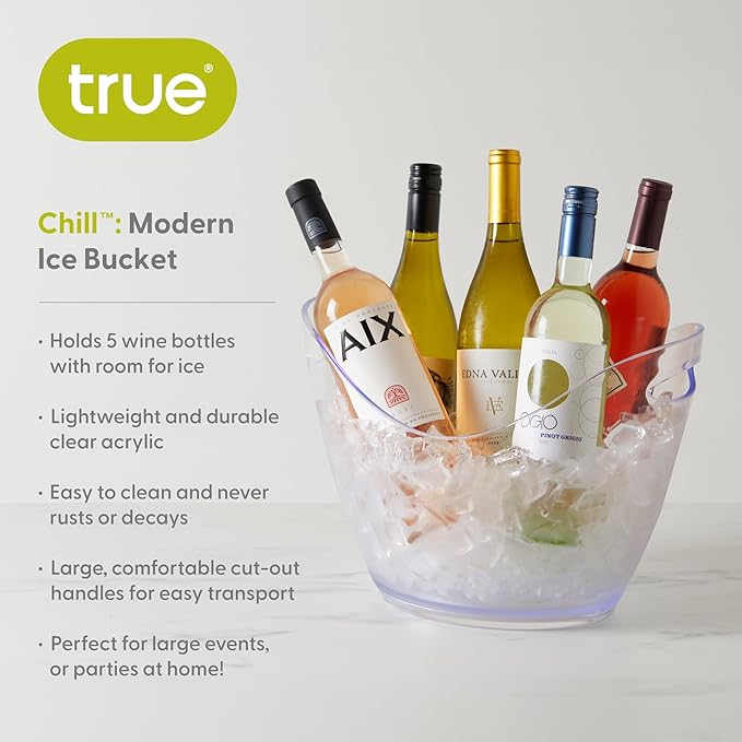 True Chill Acrylic Ice Buckets for Parties and Drinks, 2.11 Gallons Wine Beer - Image 2