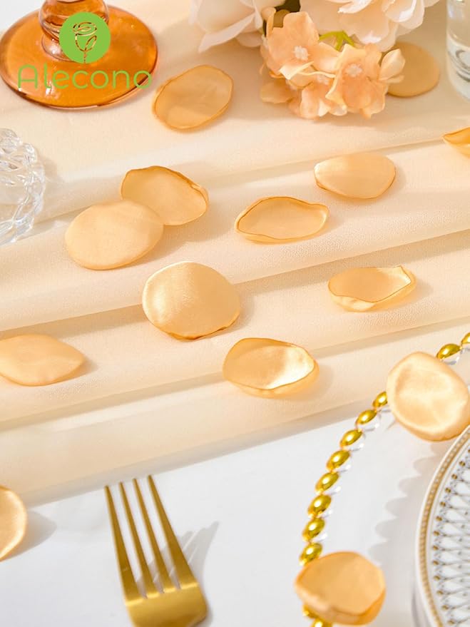 Alecono  Silk Rose Petals, Fake Champagne Golden Petals - Image 5